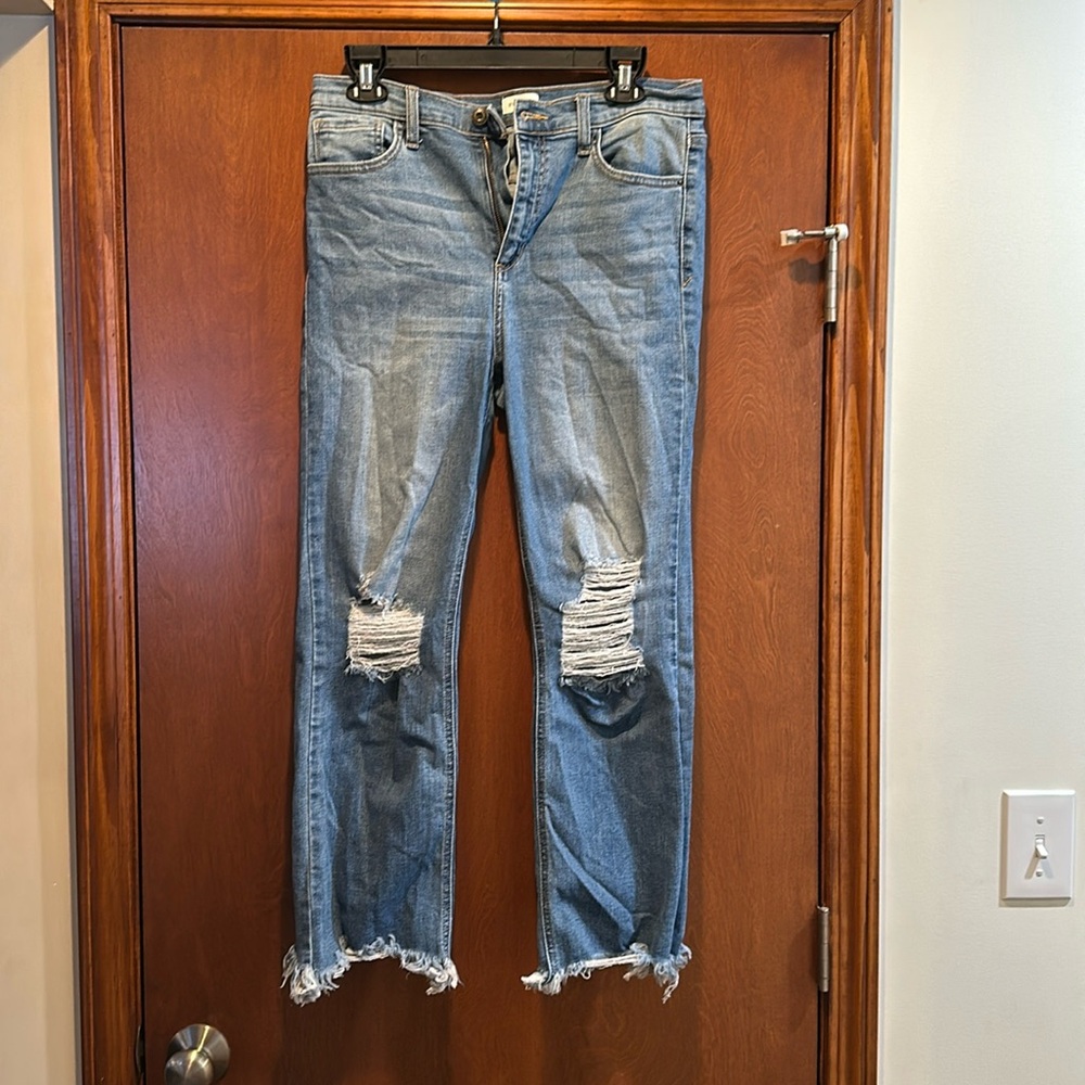 Ripped blue jeans
